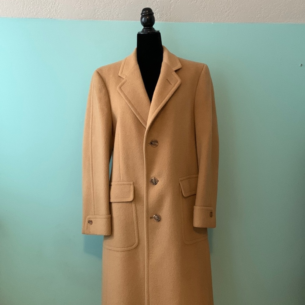 Vintage 1950s Hart Schaffner Marx “Gold Trumpeter” Tan Wool Pea Coat